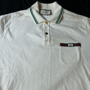 Gucci Cotton Polo With Web And Interlocking G